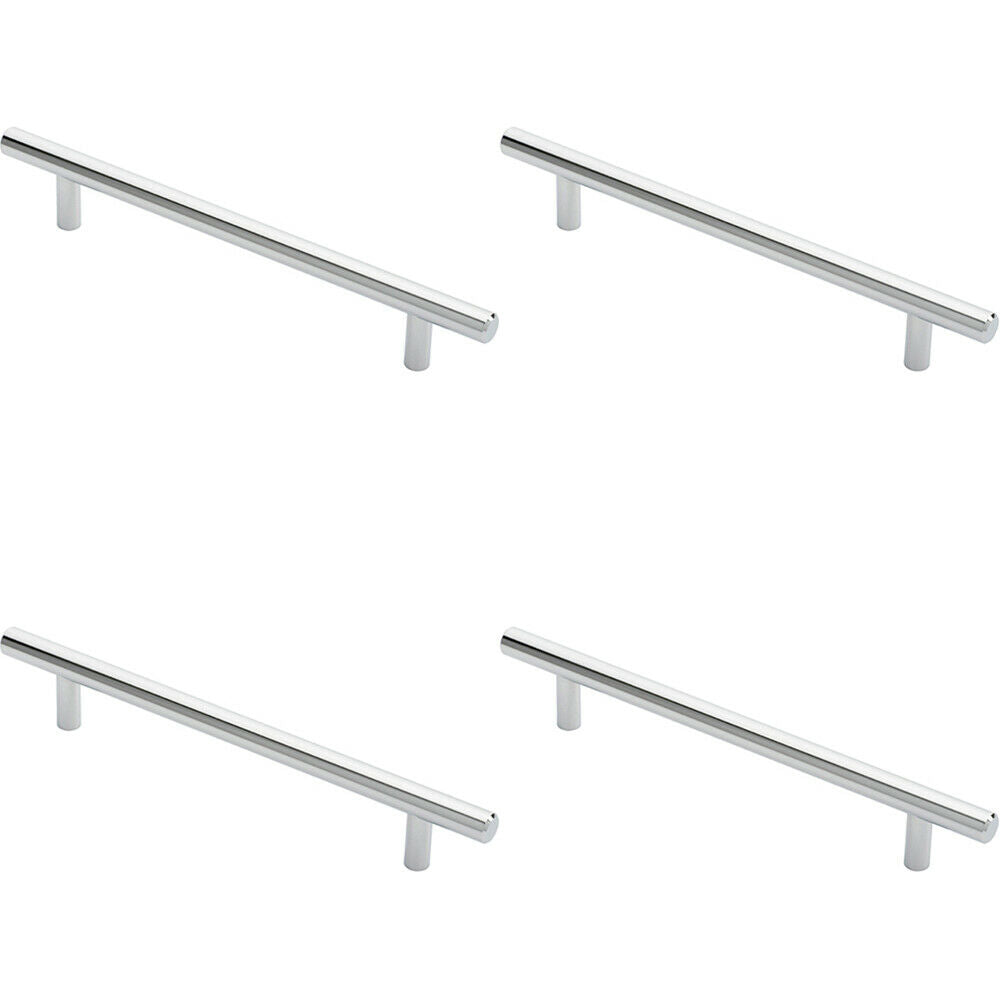 Loops 4x Round T Bar Cabinet Pull Handle 220 x 12mm 160mm Fixing Centres Chrome