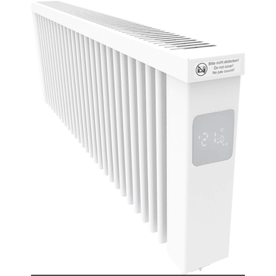 image 1 of 980mm (W) x 300mm (H) - White Wi-Fi Ceramic Clay Core Electric Radiator (Girona) - 1200 Watts - Depth 90mm - Heats up to 16m²