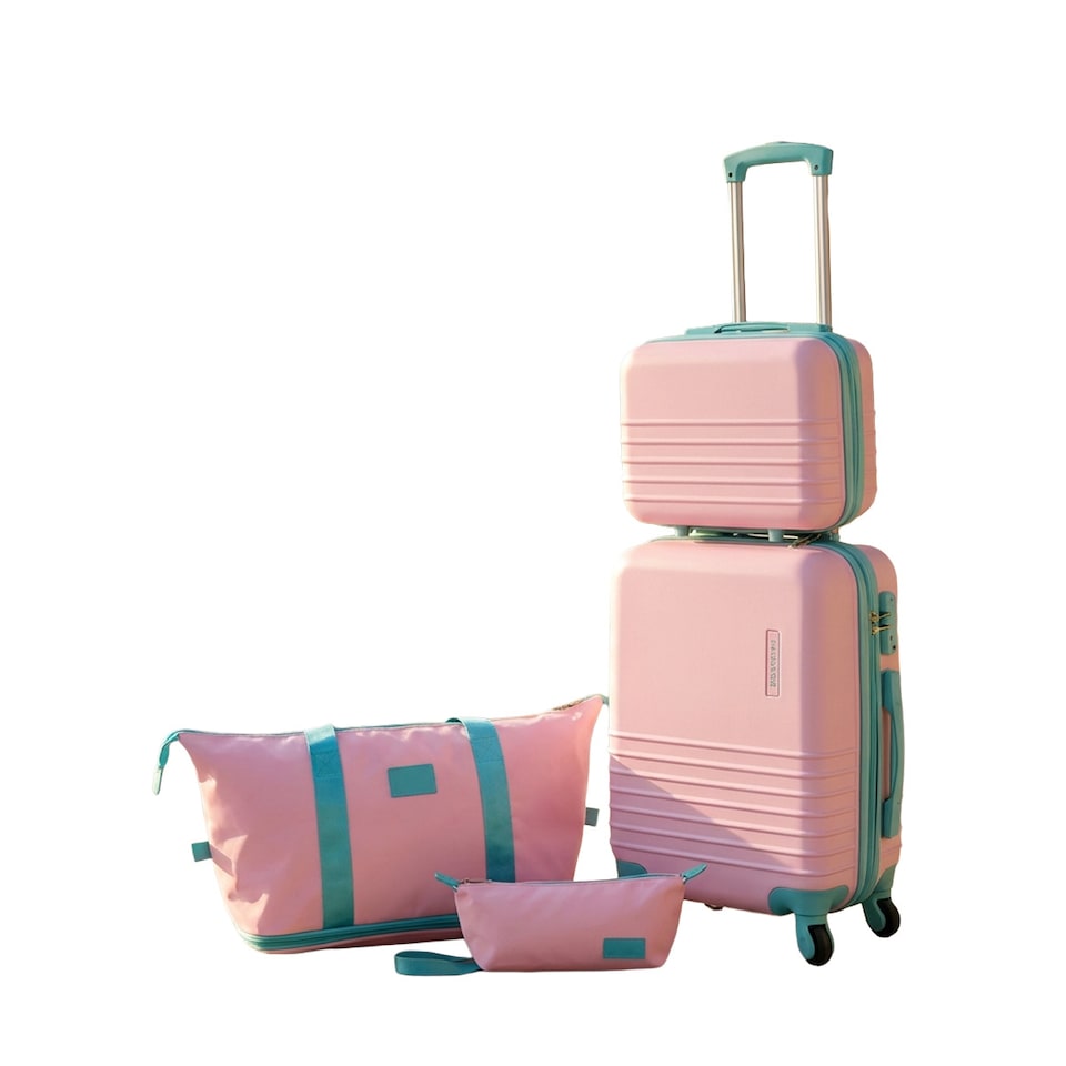 image 1 of Fergana Cabin Luggage Set Carry On Spinner Suitcase TSA Lock Travel Set Baby Pink
