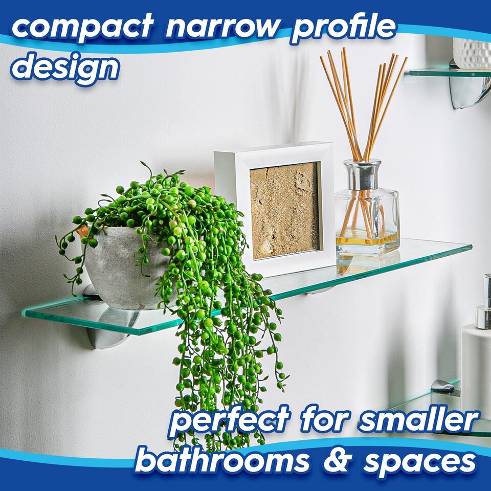 image 1 of Harbour Housewares Floating Glass Wall Shelf - 50cm | Clear | Clear