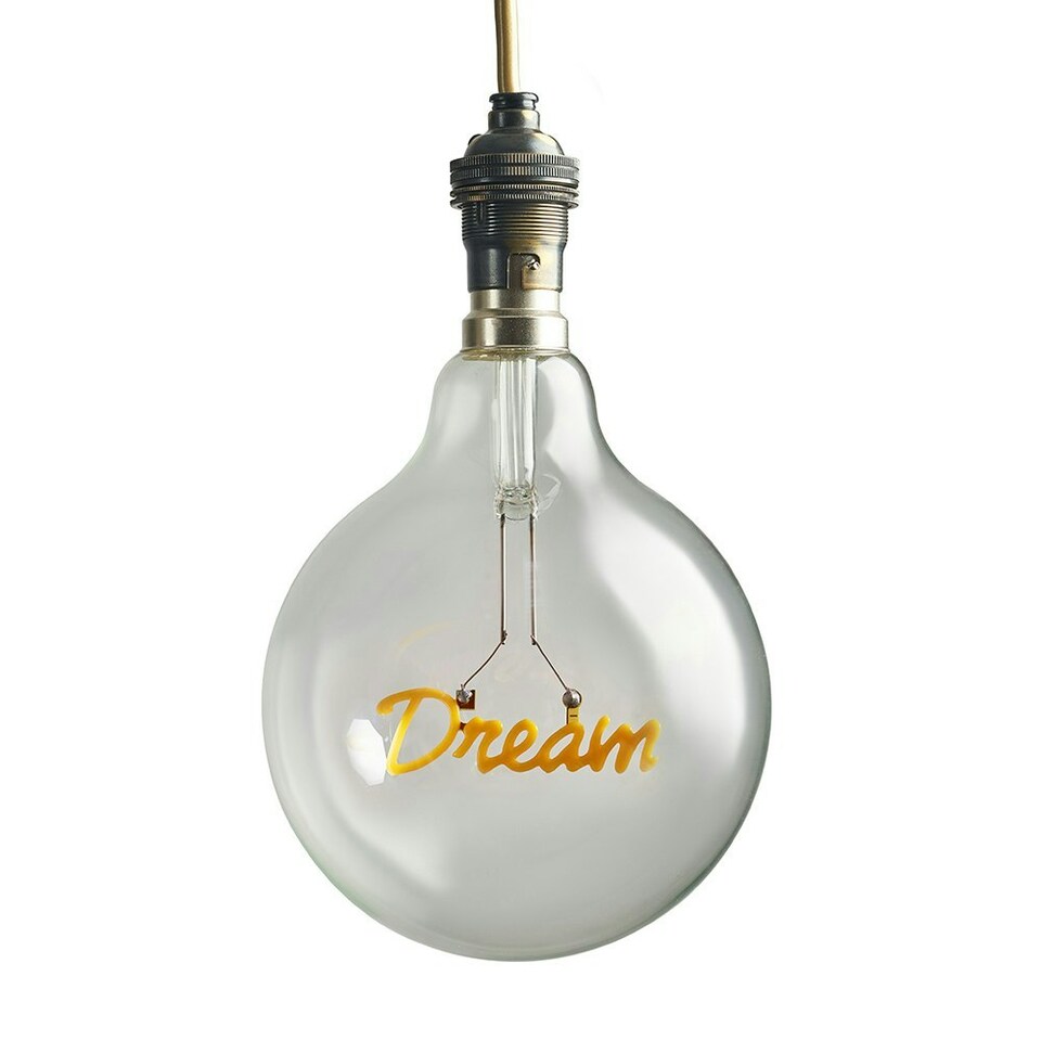 image 1 of ValueLights Vintage Style 2w LED BC B22 Bayonet Cap Word Script Dream Design Clear Light Bulb - Dream