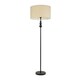 image 2 of ValueLights Marissa Natural Fabric Drum Shade with Black Stacked Ball Floor Lamp with LED Bulb