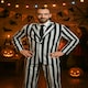 image 2 of Men's Black and White Striped Suit Costume N/A | L