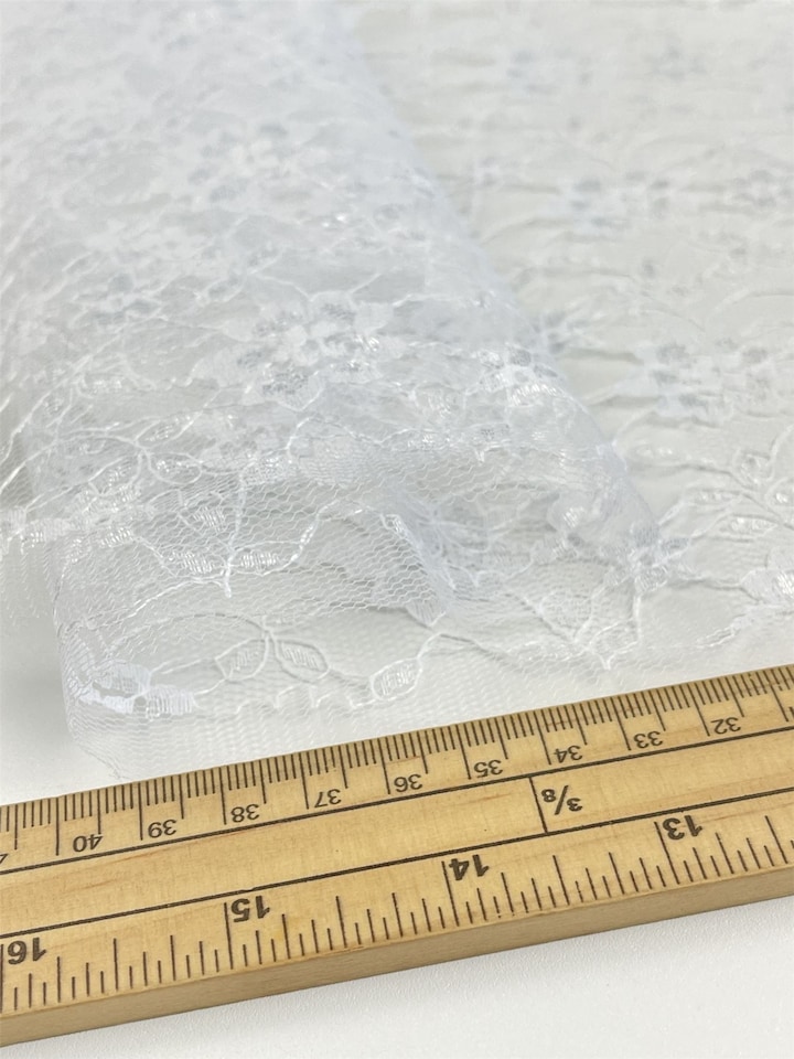 Minerva Core Range White Delicate Lace Fabric for Dressmaking, 112.5cm / 44" Wide - per metre