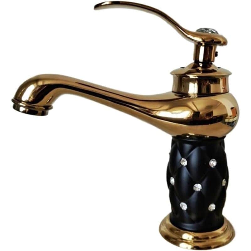 Luxury brass bathroom sink faucet, basin faucet, handle faucet, hot and cold bathtub mixer tap, long service life black gold