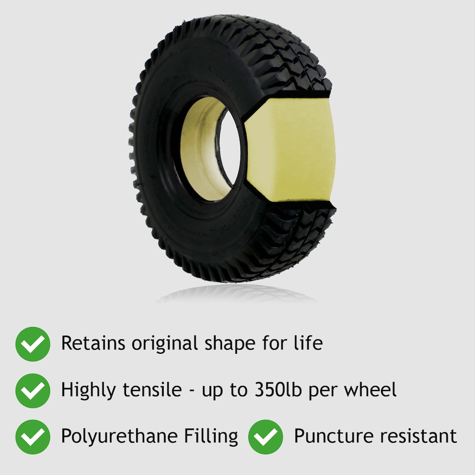 image 1 of SPARES2GO Tyre 3.00-4 Pneumatic Mobility Scooter Block Tread 300x4 3.00x4 260x85 4" Rim