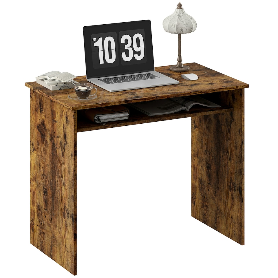image 1 of HOMCOM Computer Desk Writing Table Study Workstation Storage Grey