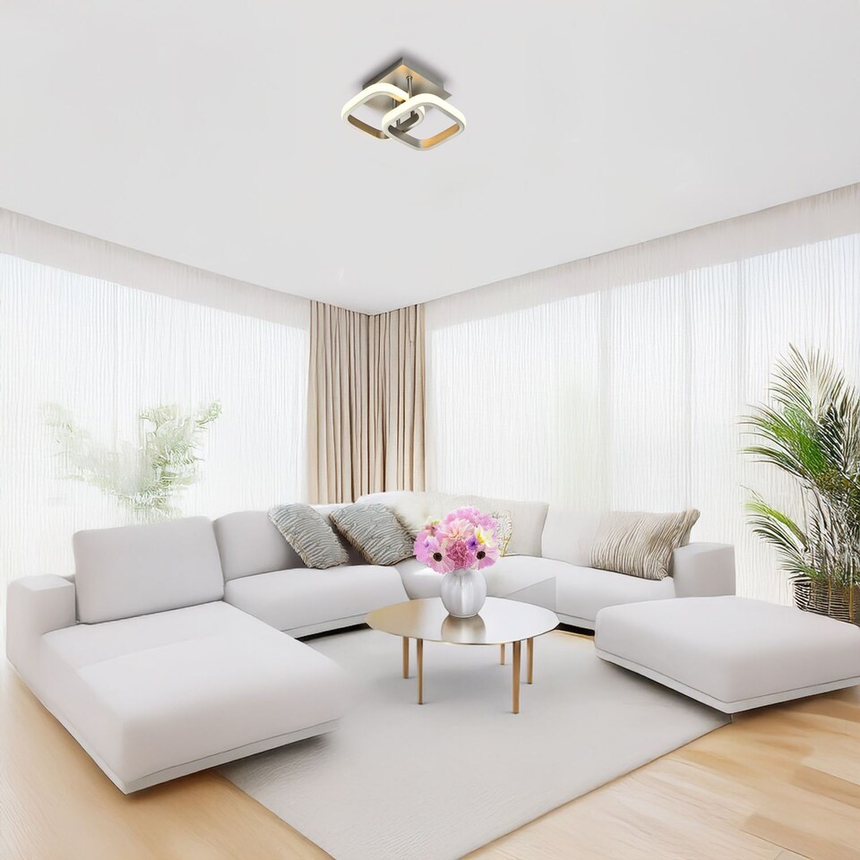 image 1 of Contemporary Compact Double Head 40w LED Ceiling Light Fitting in Brushed Nickel | Silver