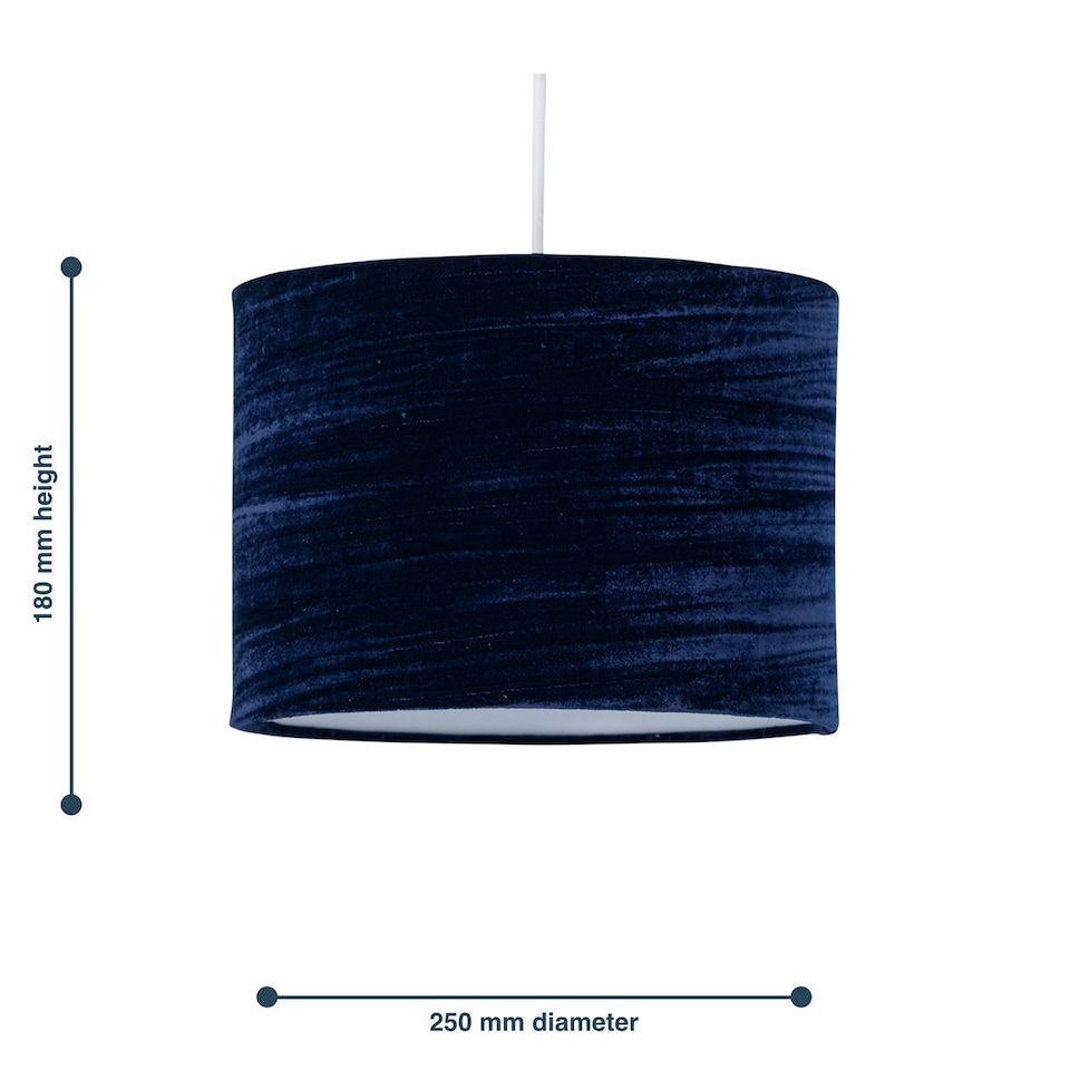 image 1 of Navy Blue Crushed Velvet 25cm Pendant Lightshade | Blue | Medium | 1