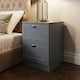image 4 of FWStyle Artus Shaker 2 Drawer Bedside Table Nightstand Matt Grey