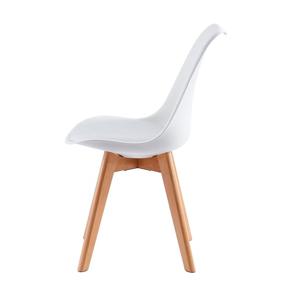 image 1 of MCC Direct Set of 6 Plastic Dining Chairs with Wooden Legs Kitchen Chairs Eva
