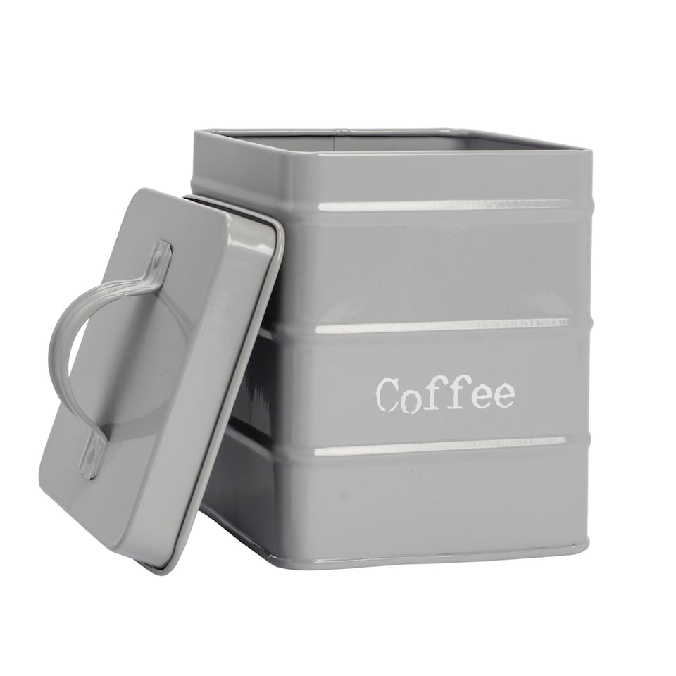 image 1 of Harbour Housewares Vintage Metal Kitchen Coffee Canister - Grey