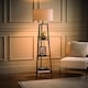 image 3 of ValueLights Hiru Black 3 Tier Shelf Floor Lamp Grey Shade & Bulb | Grey