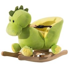 HOMCOM Kids Rocking Horse, Plush Ride-On Dinosaur Seat with Safety Belt, 32 Songs, Ride-On Horses Toy, for Ages 18 Plus Months - Green
