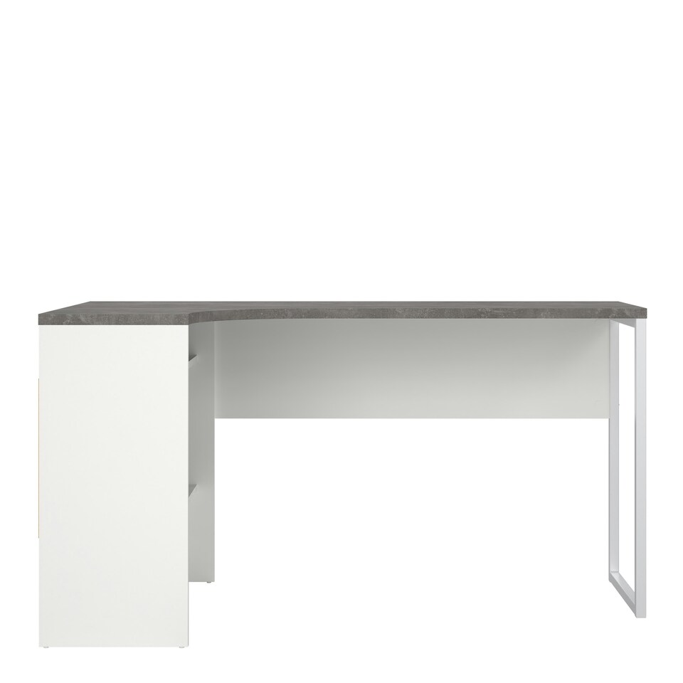 image 1 of Function Plus Corner Desk 2 Drawers in White and Grey
