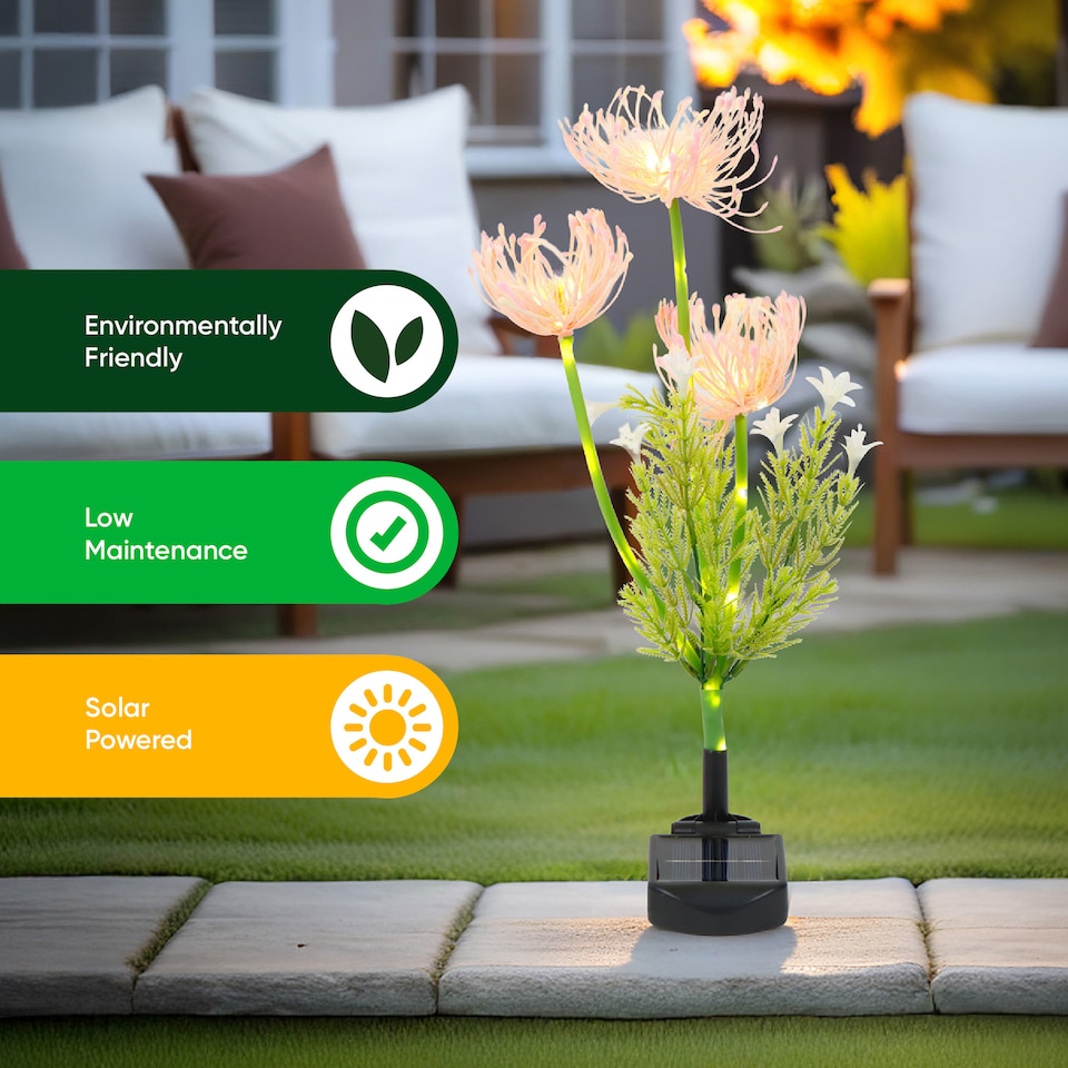 image 1 of Gardenwize Spider Lily Solar Stake Lights with 30 warm LED's