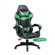 image 1 of Neo Gaming Chair Green & Black Leather with Footrest