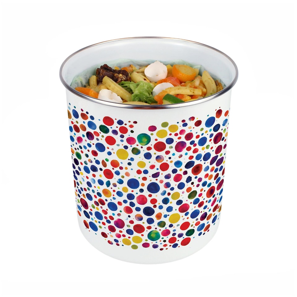 image 1 of Paint Dots Food Waste Caddy - Metal 2L Decorative Kitchen Compost Bin