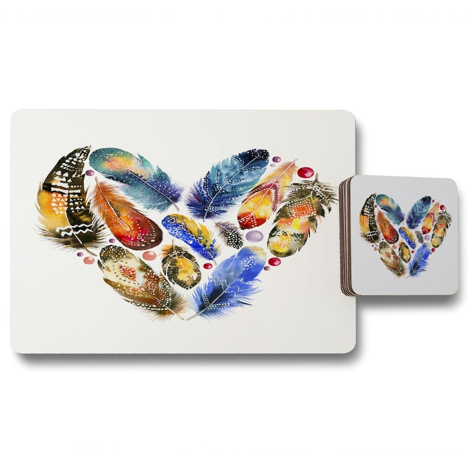 Boho tribal heart (Placemat & Coaster Set)
