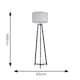 image 3 of ValueLights Lottie Black Wood Tripod Floor Lamp with Grey Fabric Drum Shade | Grey