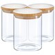 image 1 of Argon Tableware Scandi Glass Storage Jars with Wooden Lids - 750ml - Pack of 3
