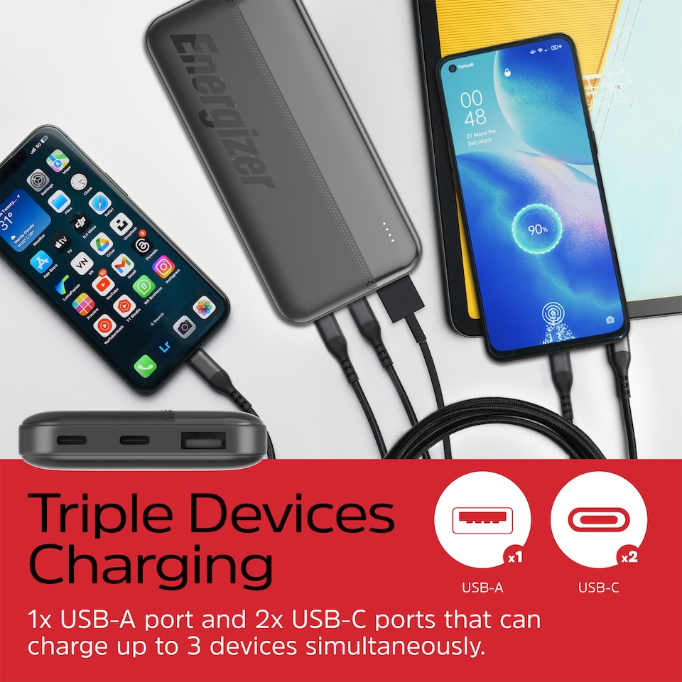 image 1 of Energizer 10mAh USB-C Power Bank Black