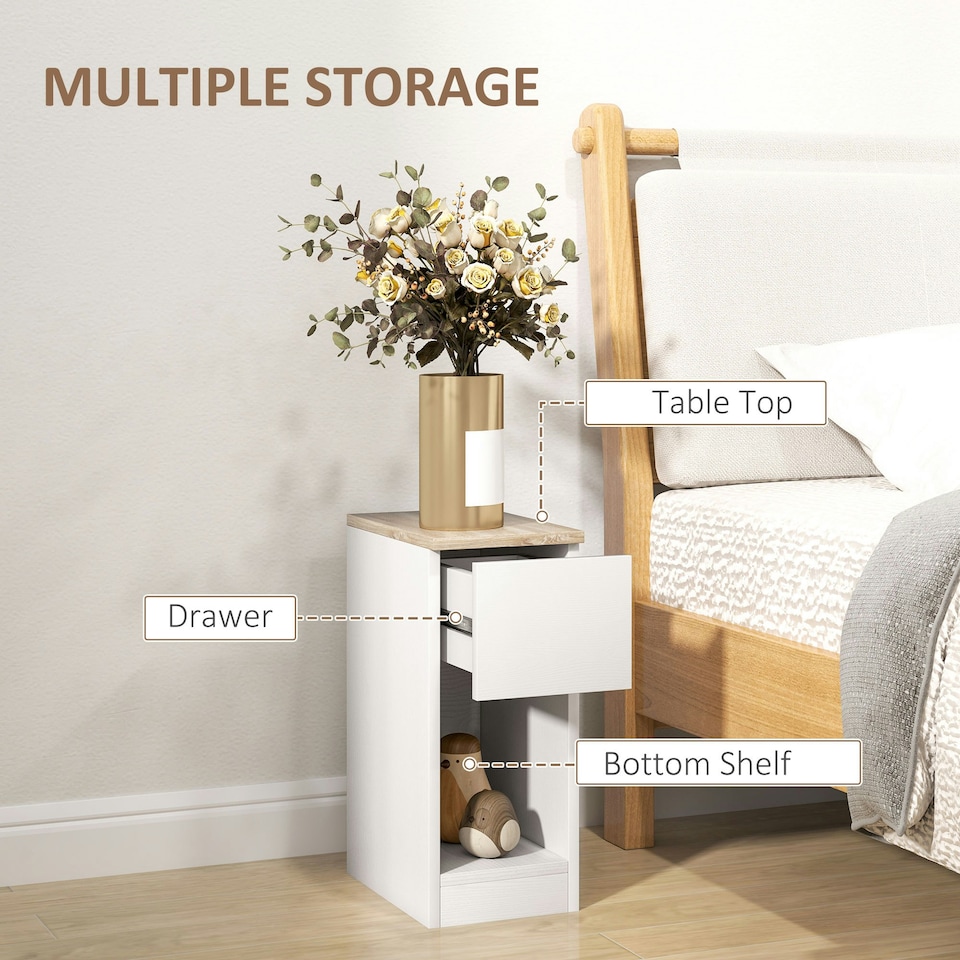 image 1 of HOMCOM Bedside Tables Set of 2, Nightstands for Bedroom, Living Room, White