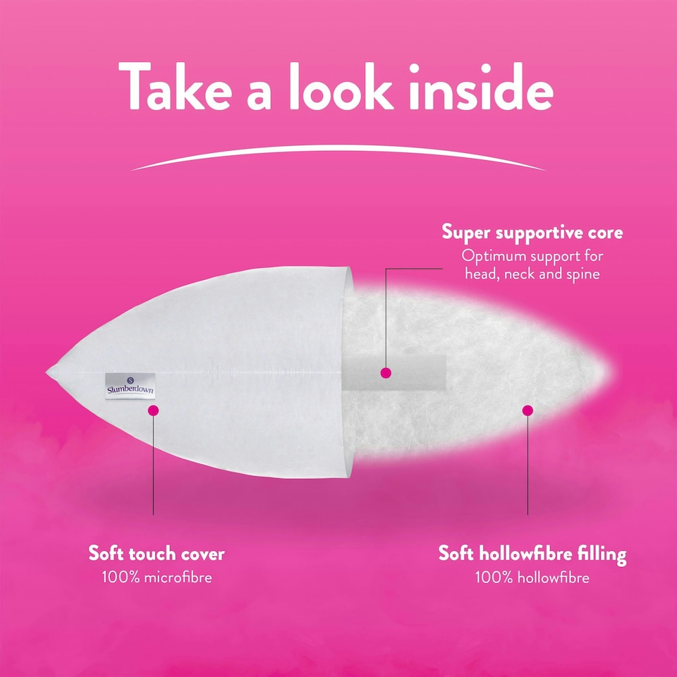 image 1 of Slumberdown Cosy Nights Super Support Pillow, Firm Support, 2 Pack