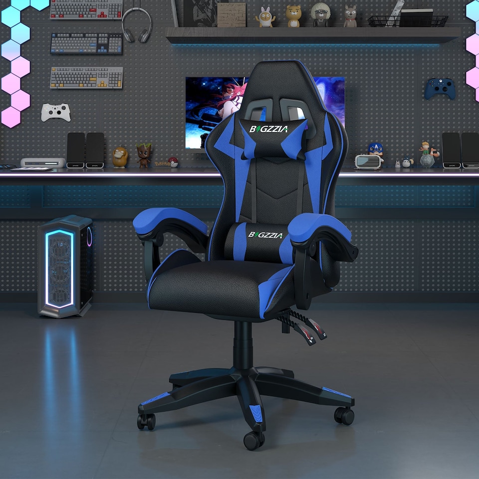 image 1 of Rattantree Reclining PU Leather Gaming Chair With Lumbar Support