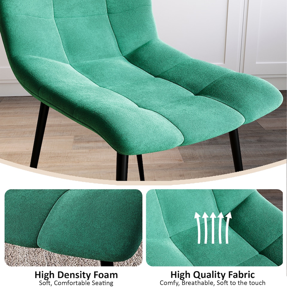 image 1 of Vida Designs Richton Set of 2 Dining Chairs Upholstered Fabric Padded Chair, Green | Green | Green