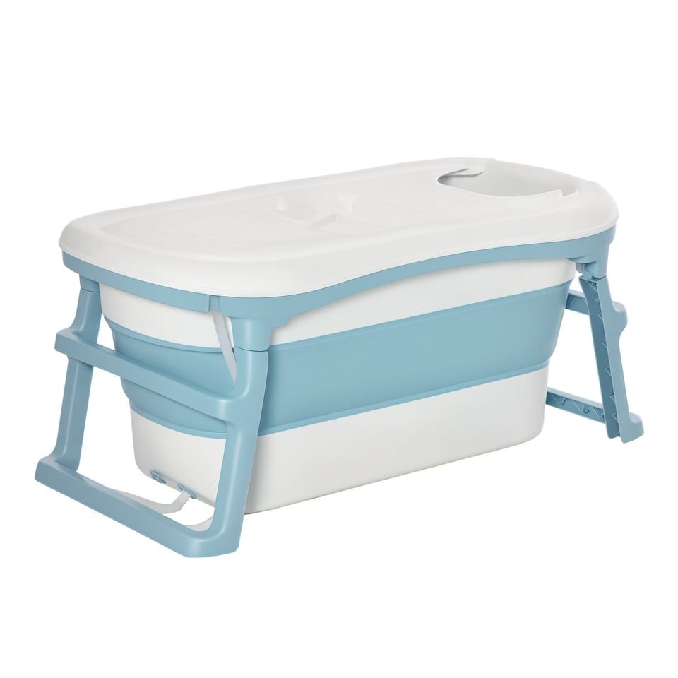 image 1 of HOMCOM Foldable Bathtub Kids Bath Tub with Lid Large Bathtubs for 1 - 12 Years