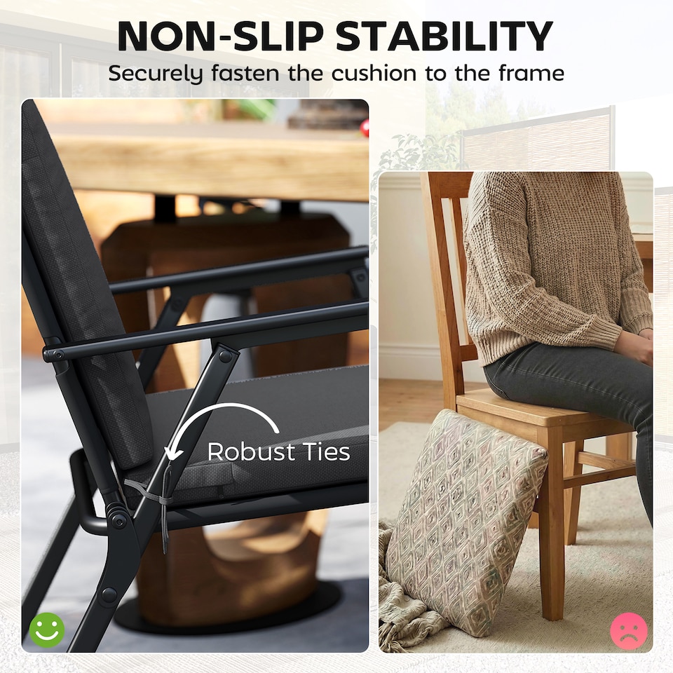 image 1 of Outsunny 2Pcs Garden Chair Cushions, Waterproof Seat Pads | Grey | Dark Grey | 50 x 50 x 7 cm