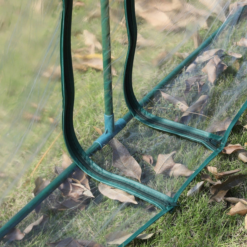 image 1 of Outsunny Tunnel Greenhouse Steel Frame for Garden Backyard w/ Zipper Doors