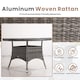 image 5 of Direct Wicker Outdoor 4 Person Rattan Round Dining Table, Aluminum Frame with Tempered Glass Top, Umbrella Hole | Grey