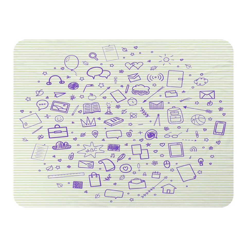 image 1 of Abstract line pattern with school supplies (Blanket)