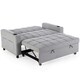 image 3 of Hudson 2-Seater Sofa Bed Linen Fabric with Cup Holders (Light Grey)