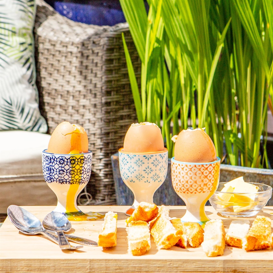 image 1 of Nicola Spring Hand-Printed Egg Cups - 5.5cm - Navy - Pack of 2