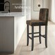 image 7 of Bar Stool - padded backrest, synthetic leather, with footrests - Set of 2 Brown | Antique Brown