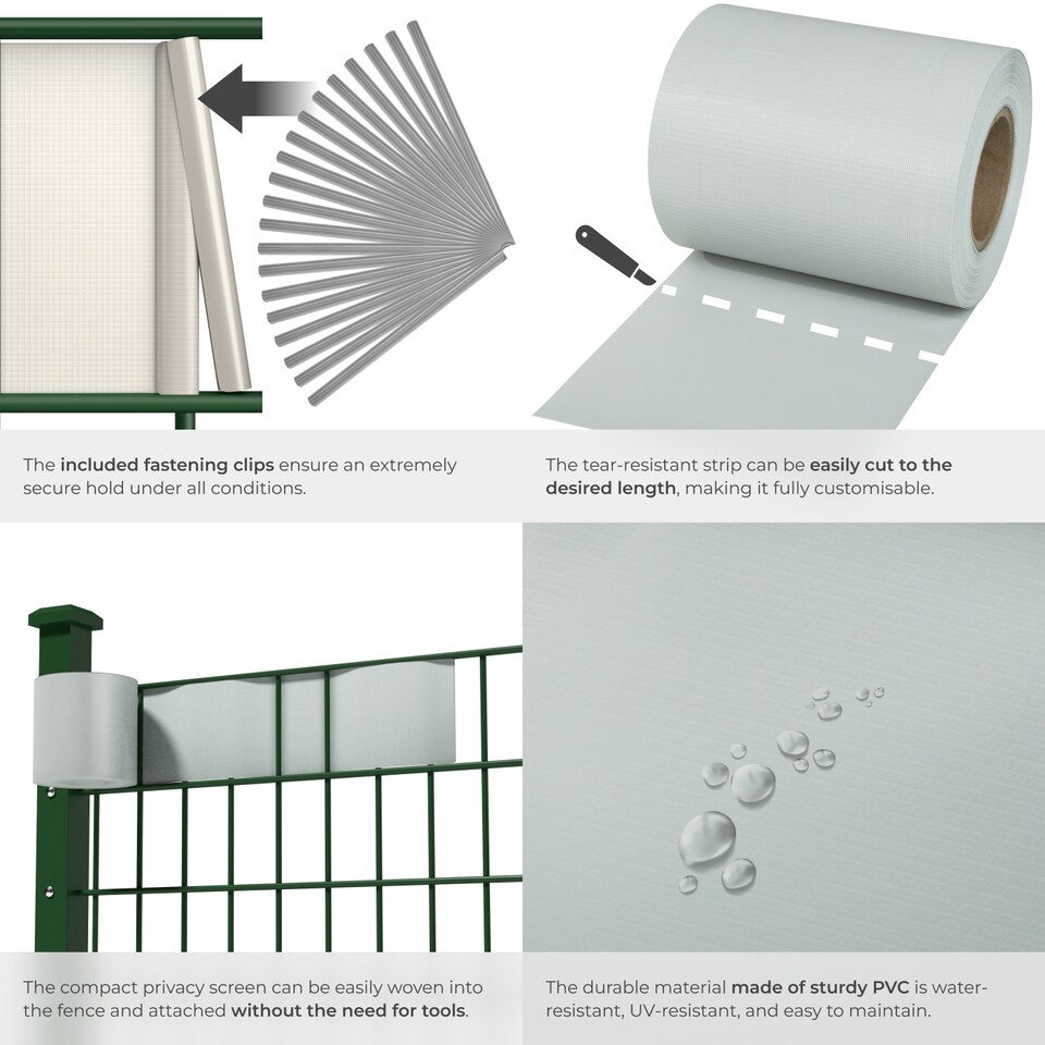 image 1 of Privacy Film - double-sided print, opaque and tear-resistant, fastening clips included | Grey | light grey | 3500 x 19 x 0,04 cm | 1