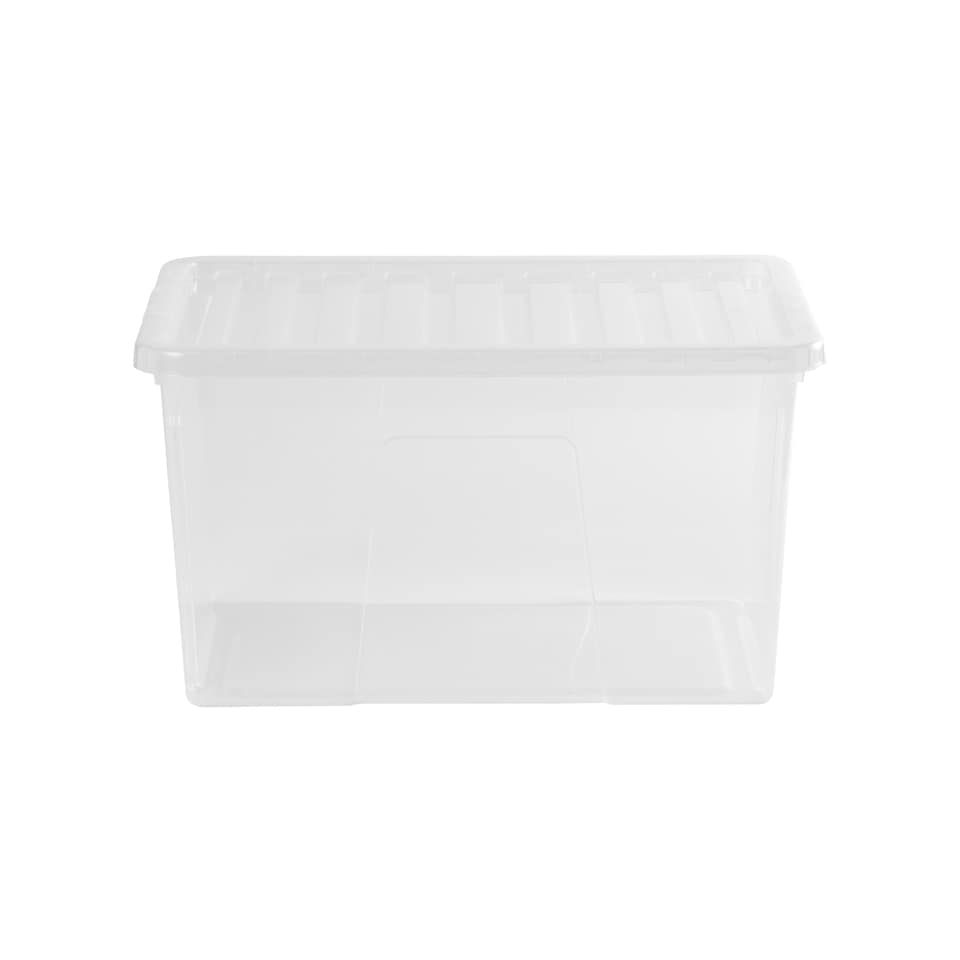 image 1 of Wham Crystal 5 x 60L Stackable Plastic Storage Boxes with Lids Clear | Clear