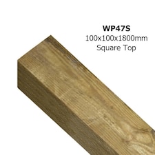 Evington Farm/Field Style 5 Bar Gate Square Top Post - Pressure Treated Scandinavian Redwood - L100 x W100 x H1800 mm Brown