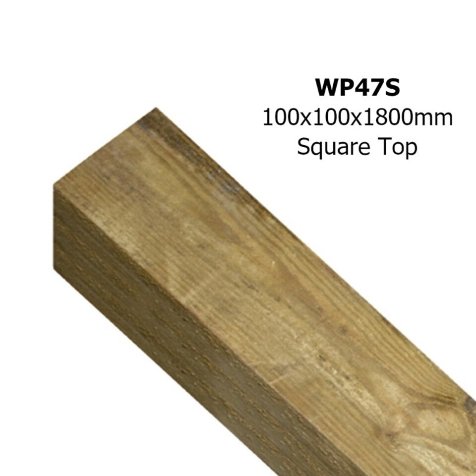 Evington Farm/Field Style 5 Bar Gate Square Top Post - Pressure Treated Scandinavian Redwood - L100 x W100 x H1800 mm Brown