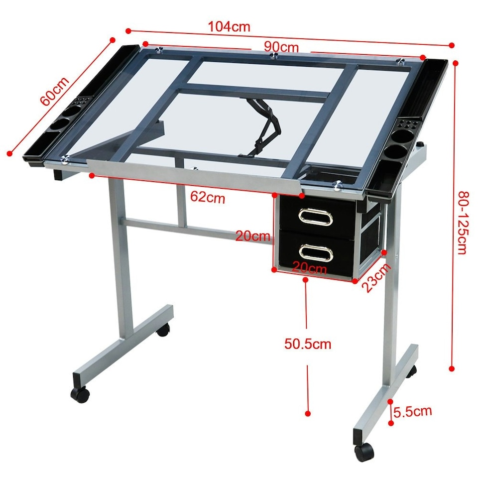 image 1 of Yaheetech Adjustable Drafting Drawing Craft Table | Black