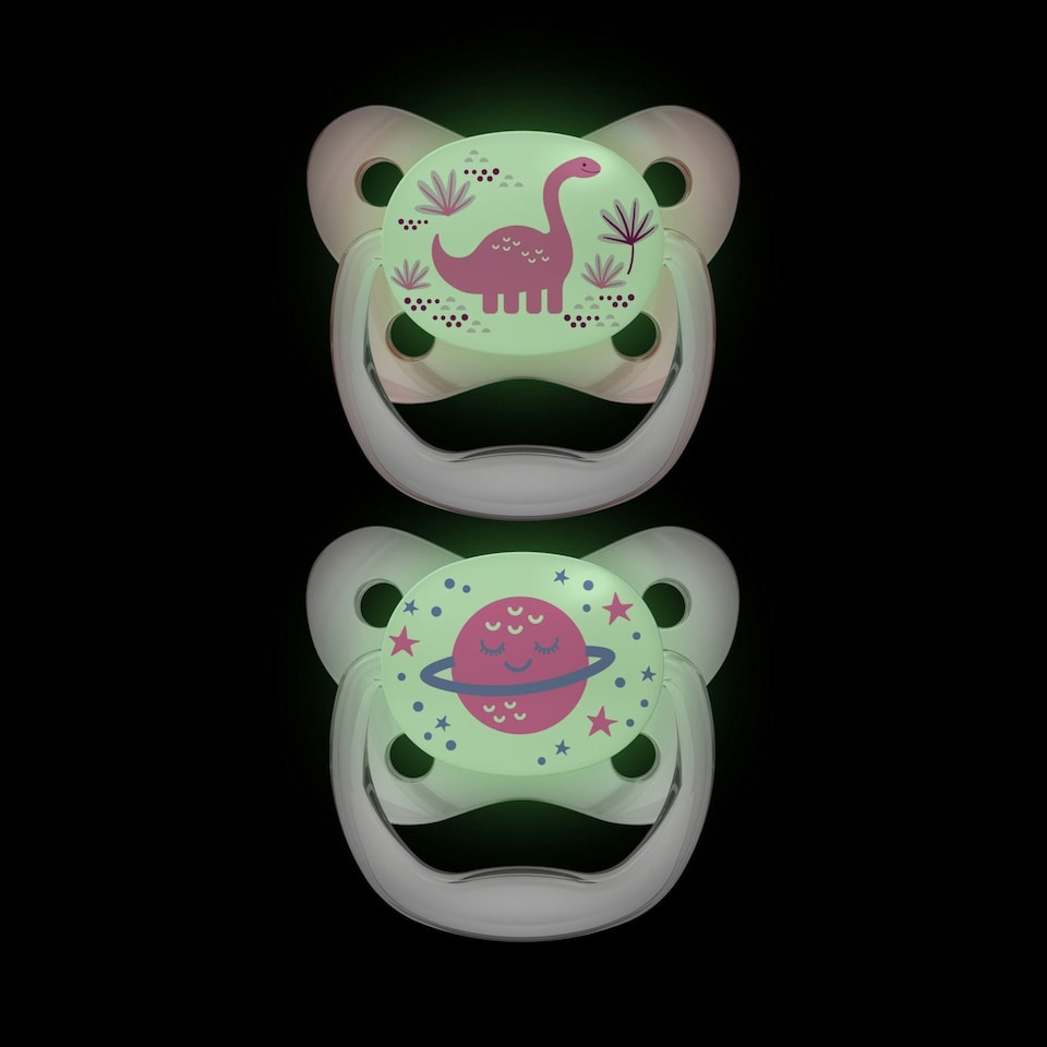 image 1 of Dr. Brown’s PreVent Glow in the Dark Butterfly Soother Stage 2 Twin Pack Blue