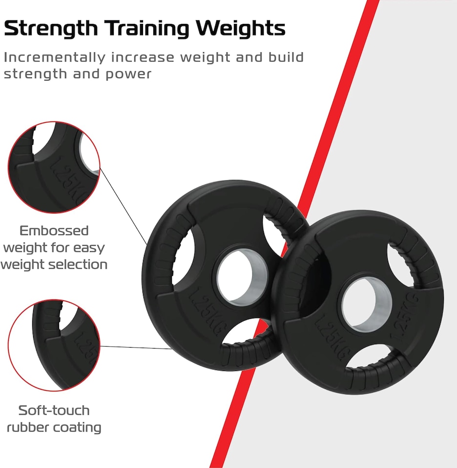 image 1 of Olympic Tri-Grip Rubber Weight Plates Black Pairs Sets 7.5kg