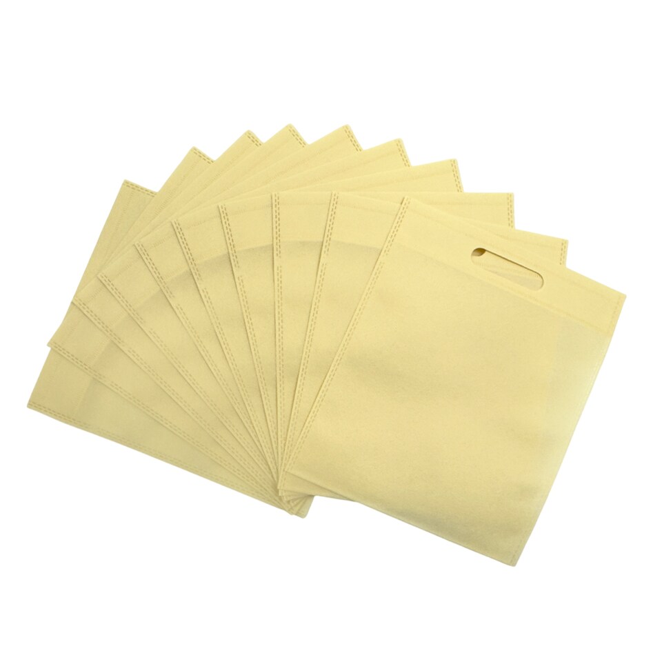image 1 of Pack of 25 Ivory Coloured 30x25cm Non-Woven Patch Handle Bags | Cream