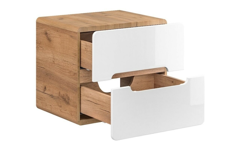 image 1 of 600mm Vanity Unit for Countertop Sink Wall Bathroom Cabinet with Drawers Handleless White Gloss Oak Arub