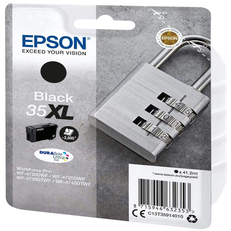 image 1 of Epson 35XL Black Padlock High Yield Genuine Ink, Claria Photo HD Ink Cartridge