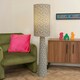 image 2 of ValueLights Bertie Leopard Print Full Fabric Midi Floor Lamp and LED Bulb Brown