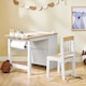 image 2 of SoBuy Kids Desk and Chair Set with 2 Storage Shelves and Paper Roll Holder, White/Natural, 31.4x19.6x25.1 in, 15.3 kg - KMB60-WN